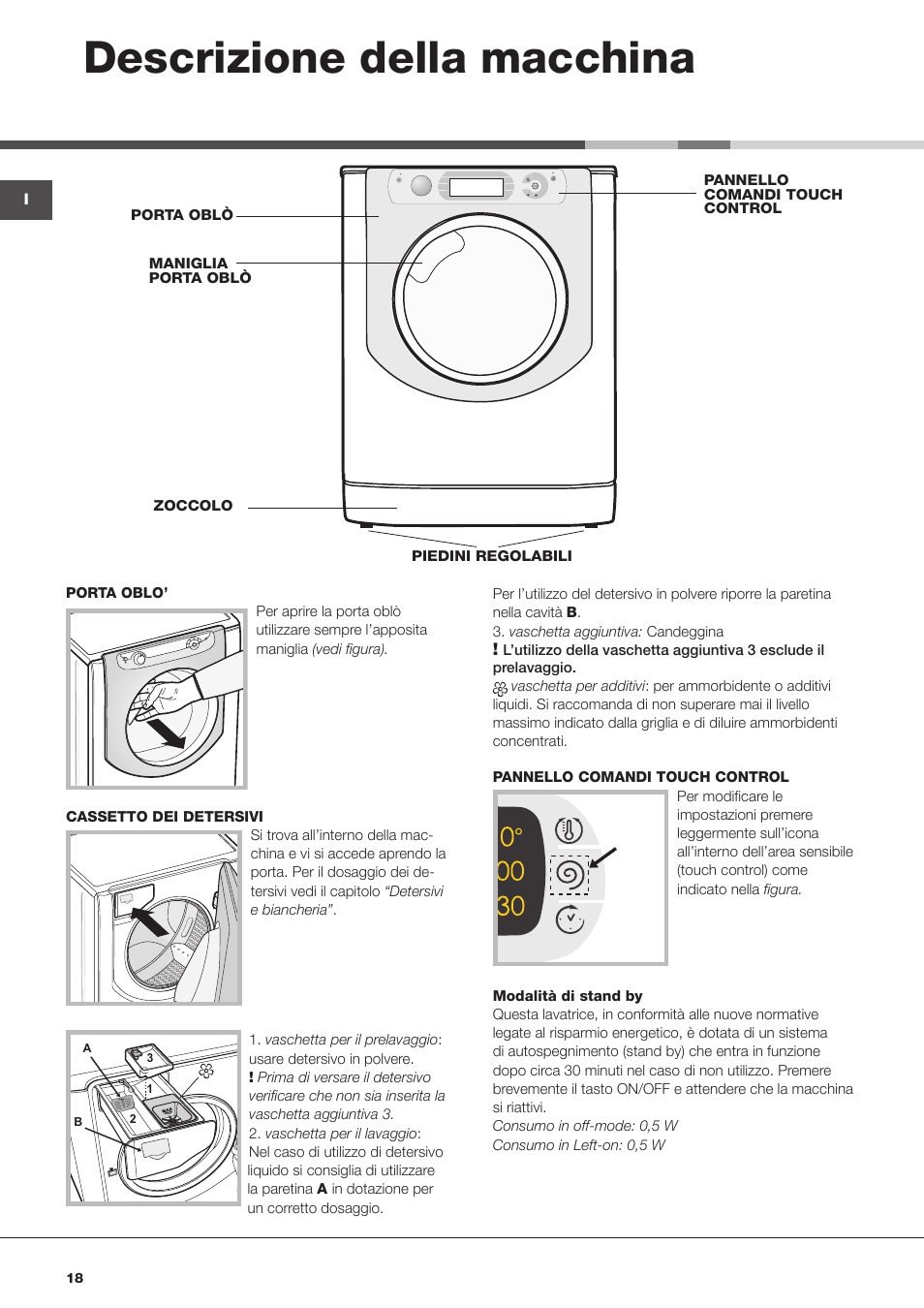 Descrizione della macchina | Hotpoint Ariston AQD1070D 69 User Manual | Page 18 / 60