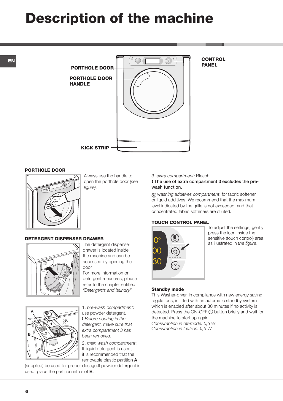 Description of the machine | Hotpoint Ariston AQD1070D 69 User Manual | Page 6 / 60