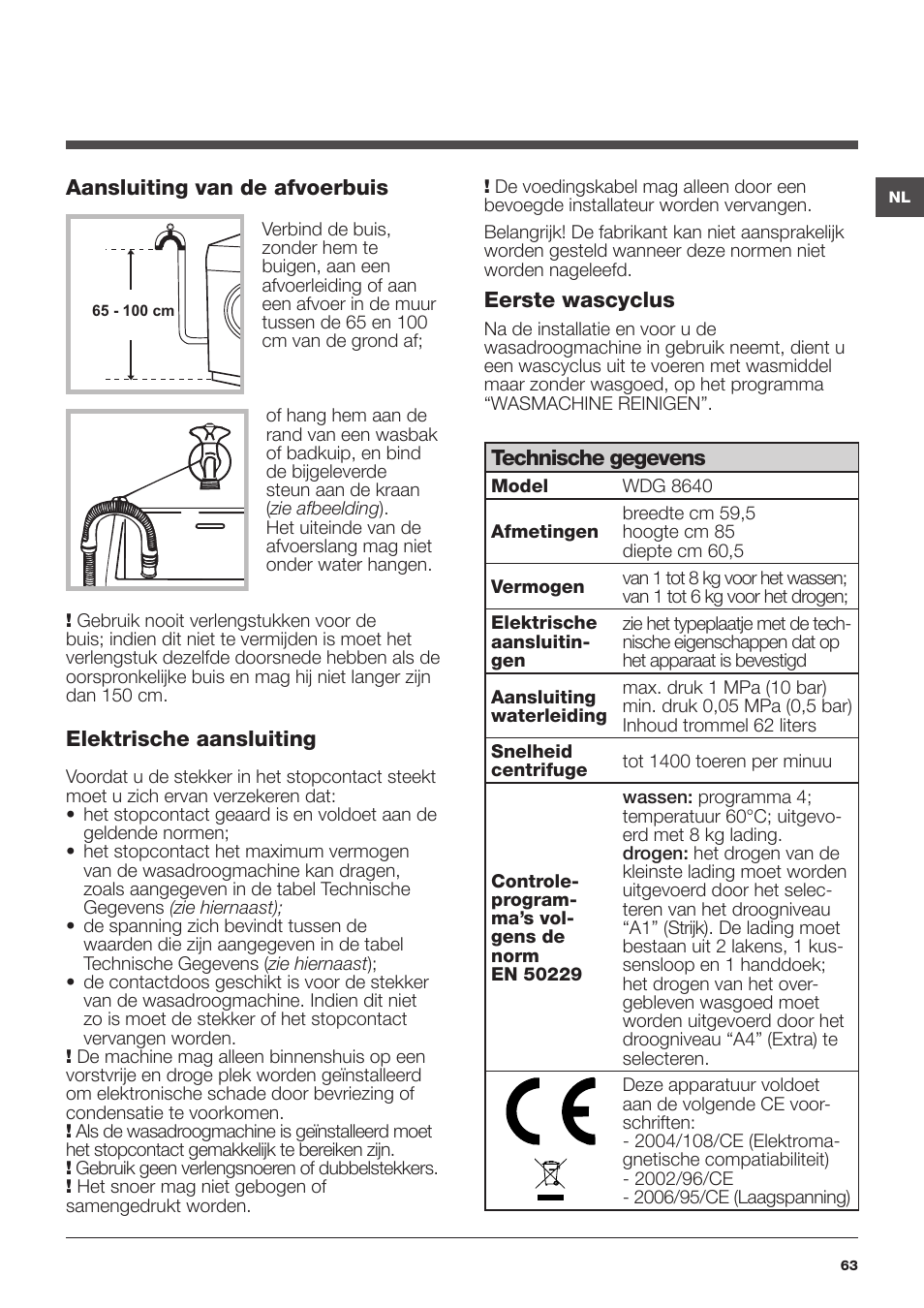 Hotpoint Ariston WDG 8640B EU User Manual | Page 63 / 84