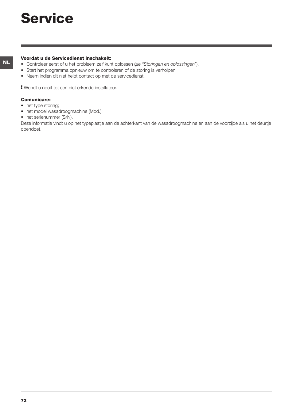 Service | Hotpoint Ariston WDG 8640B EU User Manual | Page 72 / 84