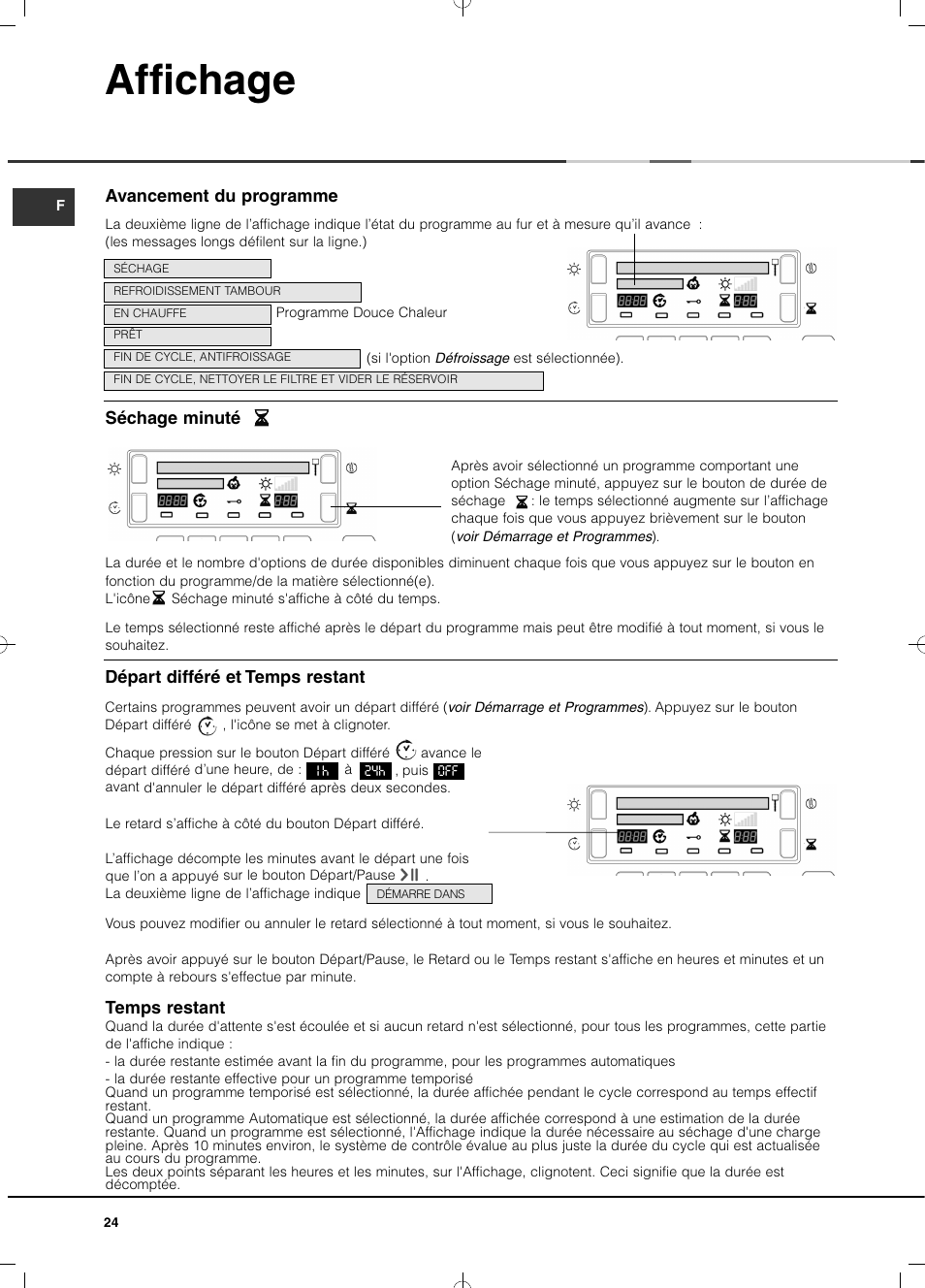 Affichage | Hotpoint Ariston TCD 93B 6H-Z1 (EU) User Manual | Page 24 / 88