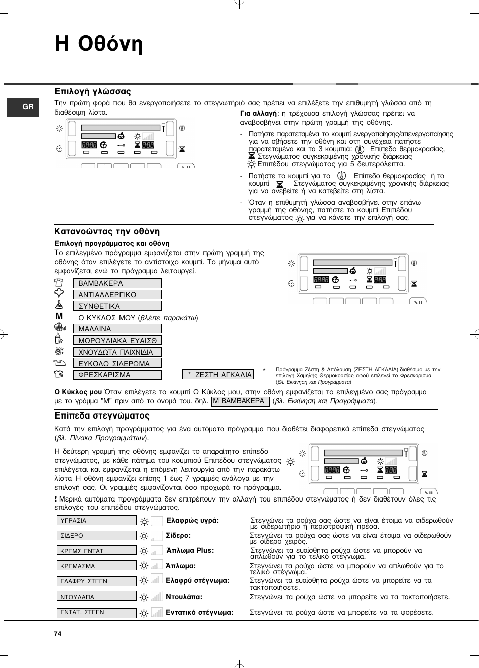 Iﬁóë, Ипфб‹ бптыы, Щ·уфтущ·˜ щлу ôıﬁóë | M∂›в‰· ыщвбутм·щф | Hotpoint Ariston TCD 93B 6H-Z1 (EU) User Manual | Page 74 / 88