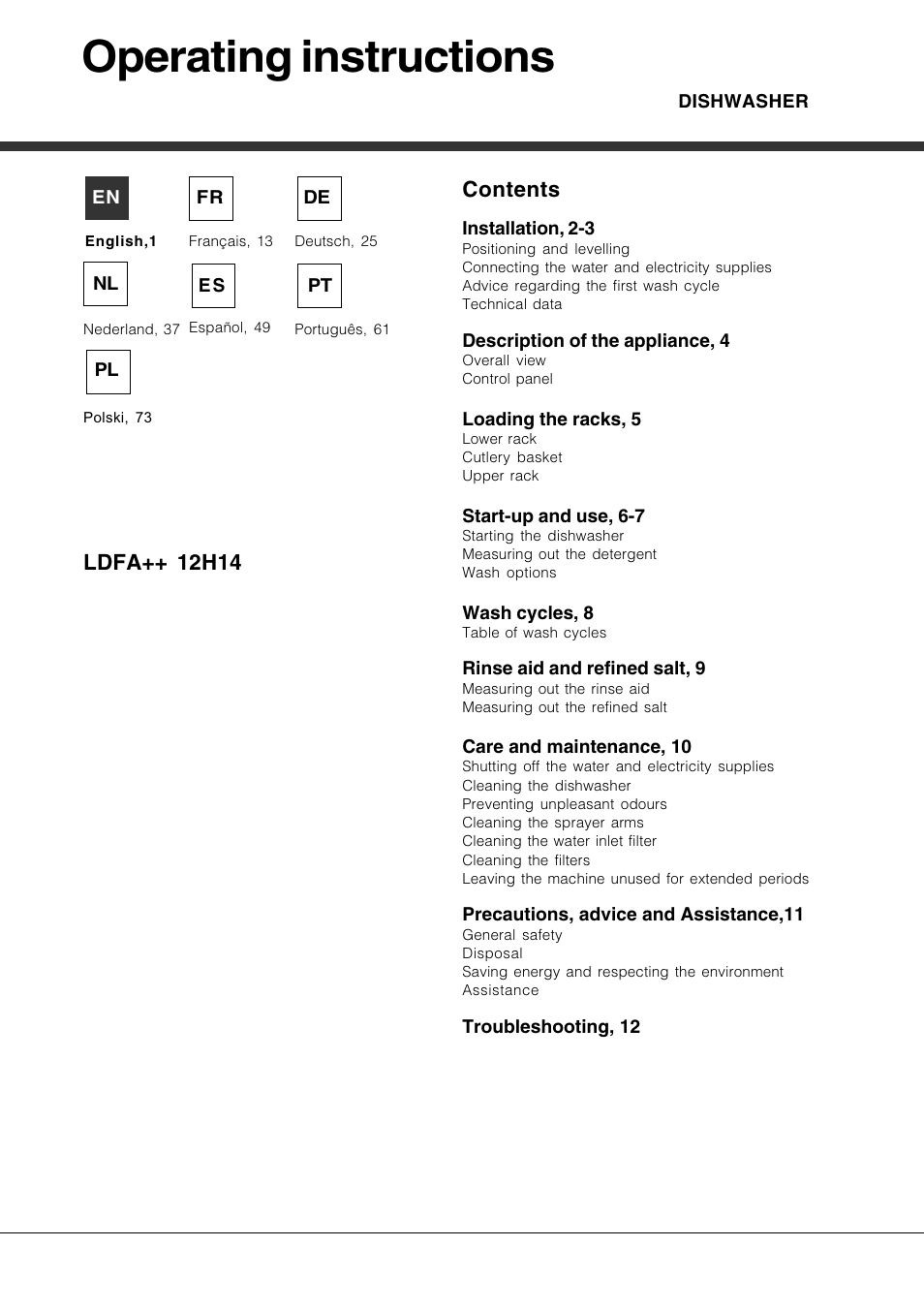 Hotpoint Ariston LDFA++ 12H14 X EU User Manual | 84 pages