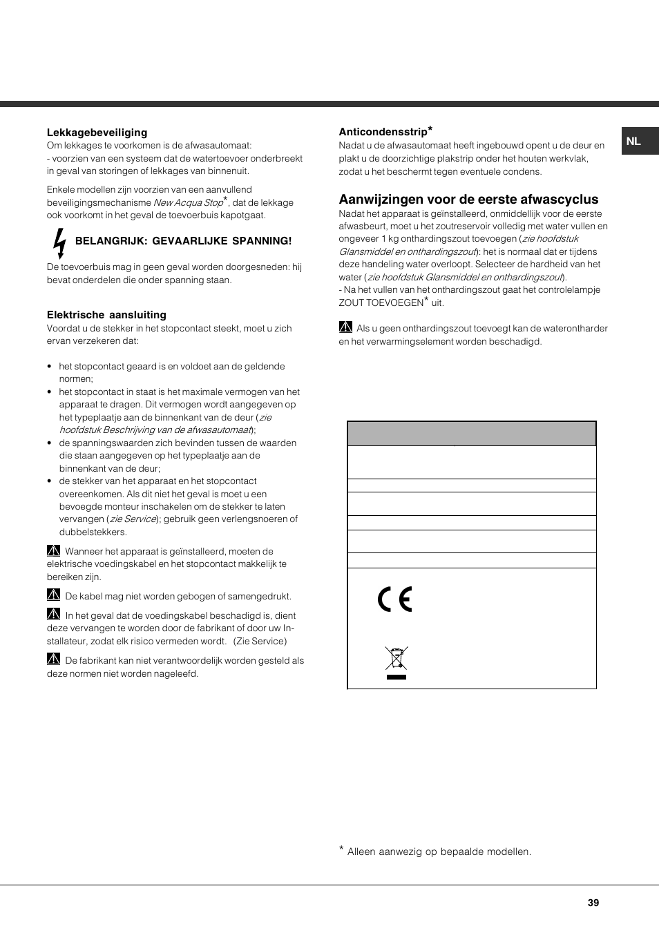 Aanwijzingen voor de eerste afwascyclus | Hotpoint Ariston LDFA++ 12H14 X EU User Manual | Page 39 / 84