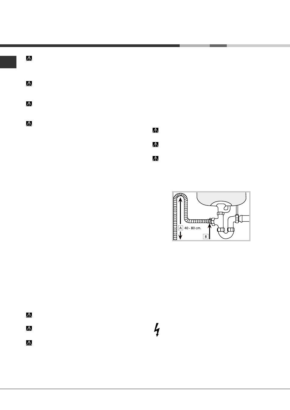 Installation, Positioning and levelling, Connecting the water and electricity supplies | Hotpoint Ariston LFFA+ 8M14 User Manual | Page 2 / 84