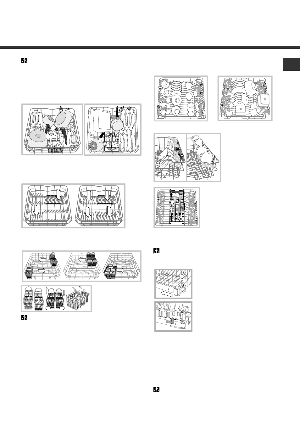 Loading the racks, Lower rack and cutlery basket, Upper rack | Hotpoint Ariston LDFA+ 12H14 User Manual | Page 5 / 84