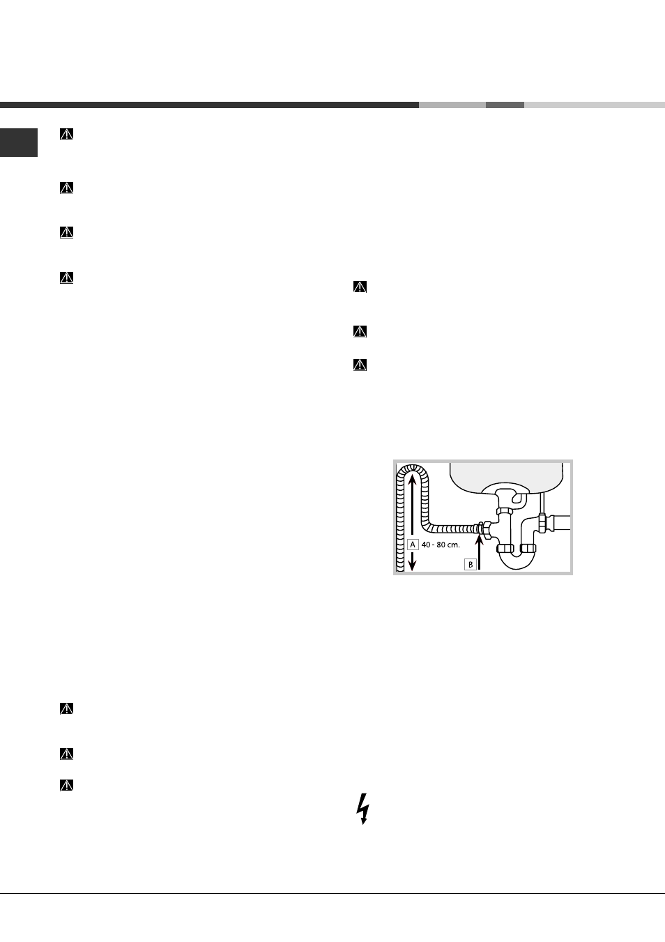 Instalación, Colocación y nivelación, Conexiones hidráulicas y eléctricas | Hotpoint Ariston LDFA+ 12H14 User Manual | Page 50 / 84