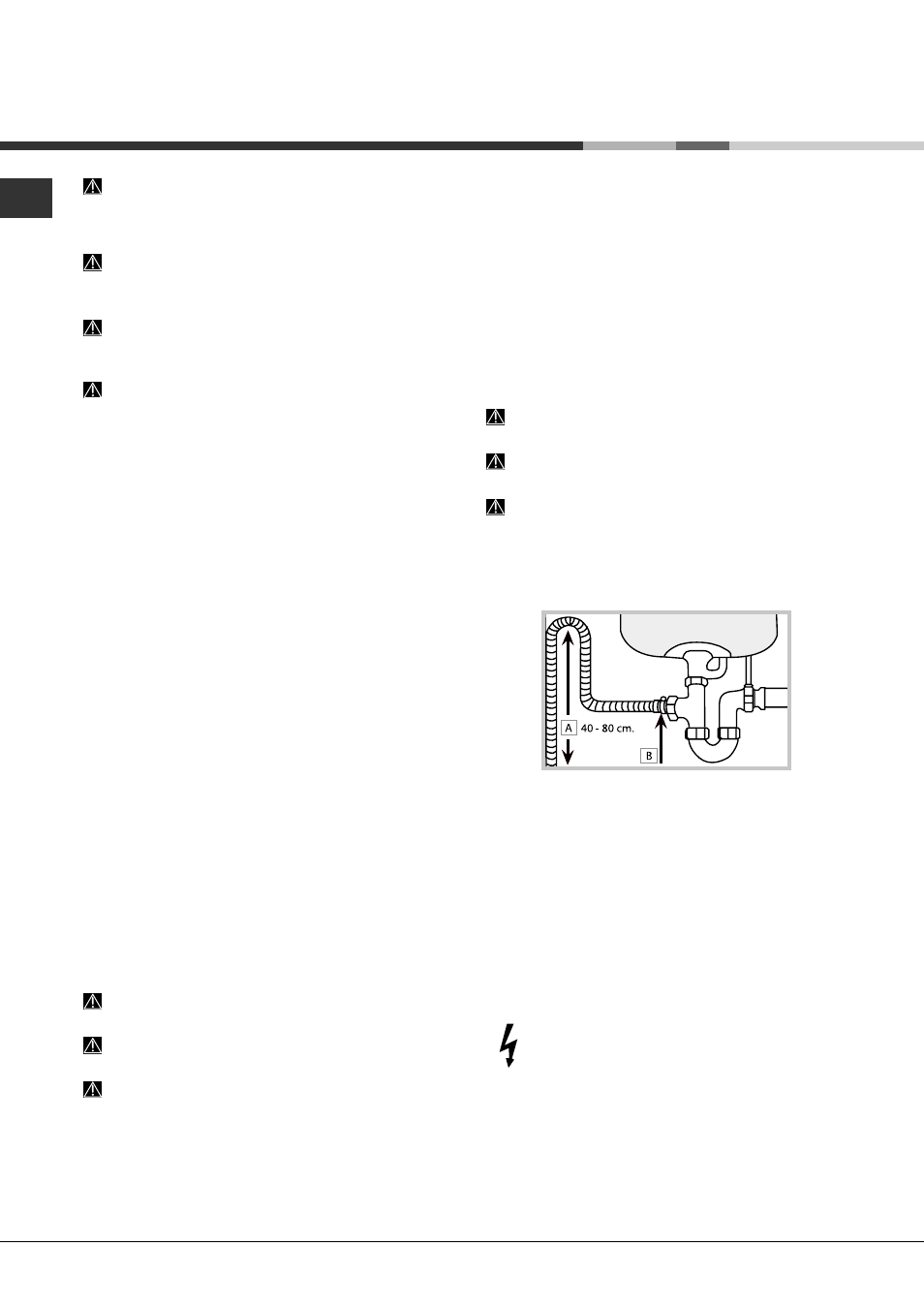 Installation, Positioning and levelling, Connecting the water and electricity supplies | Hotpoint Ariston LFFA+ 8H141 EU User Manual | Page 2 / 84