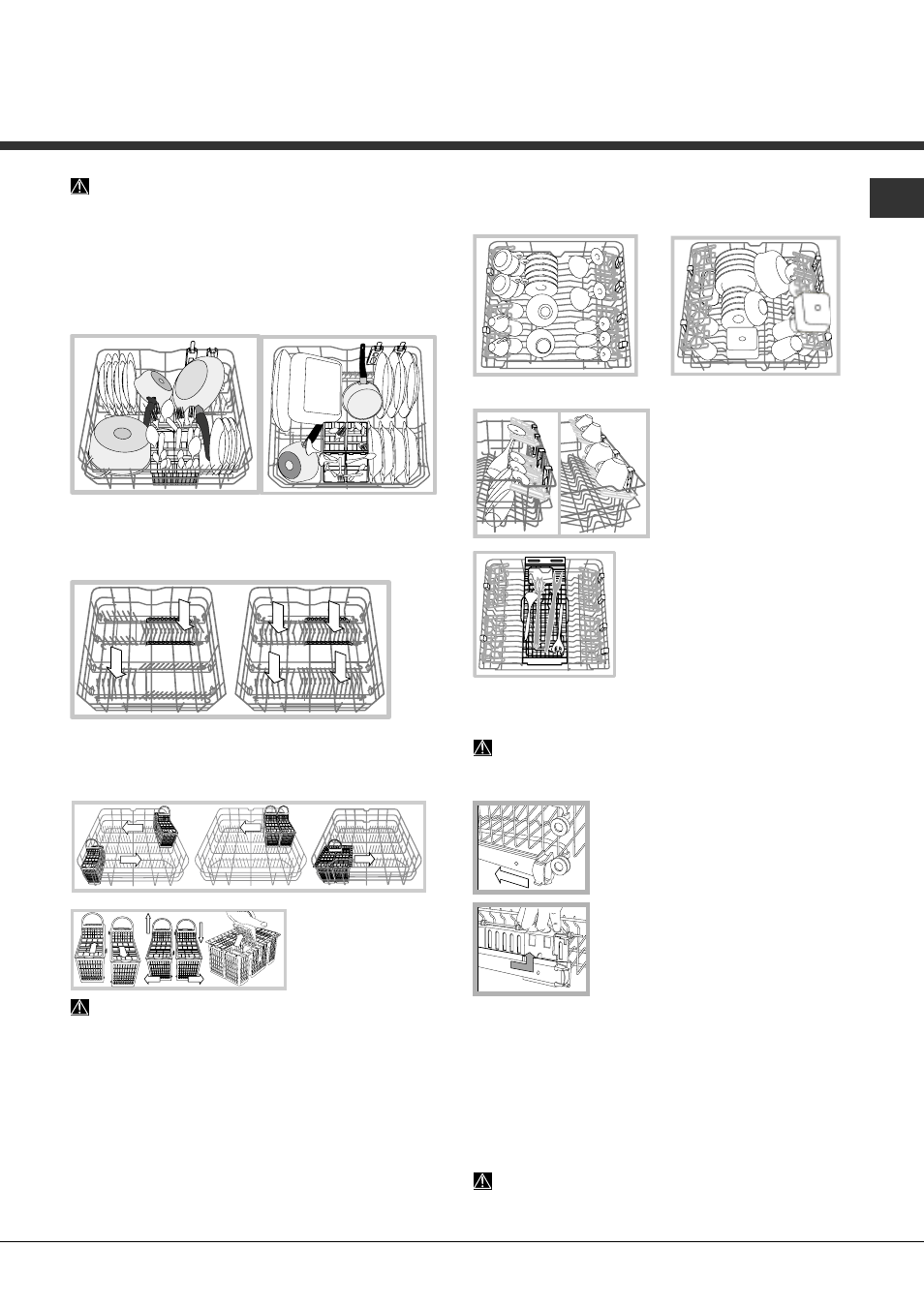 Het laden van de rekken, Onderrek en bestekkorf, Bovenrek | Hotpoint Ariston LFFA+ 8H141 EU User Manual | Page 41 / 84