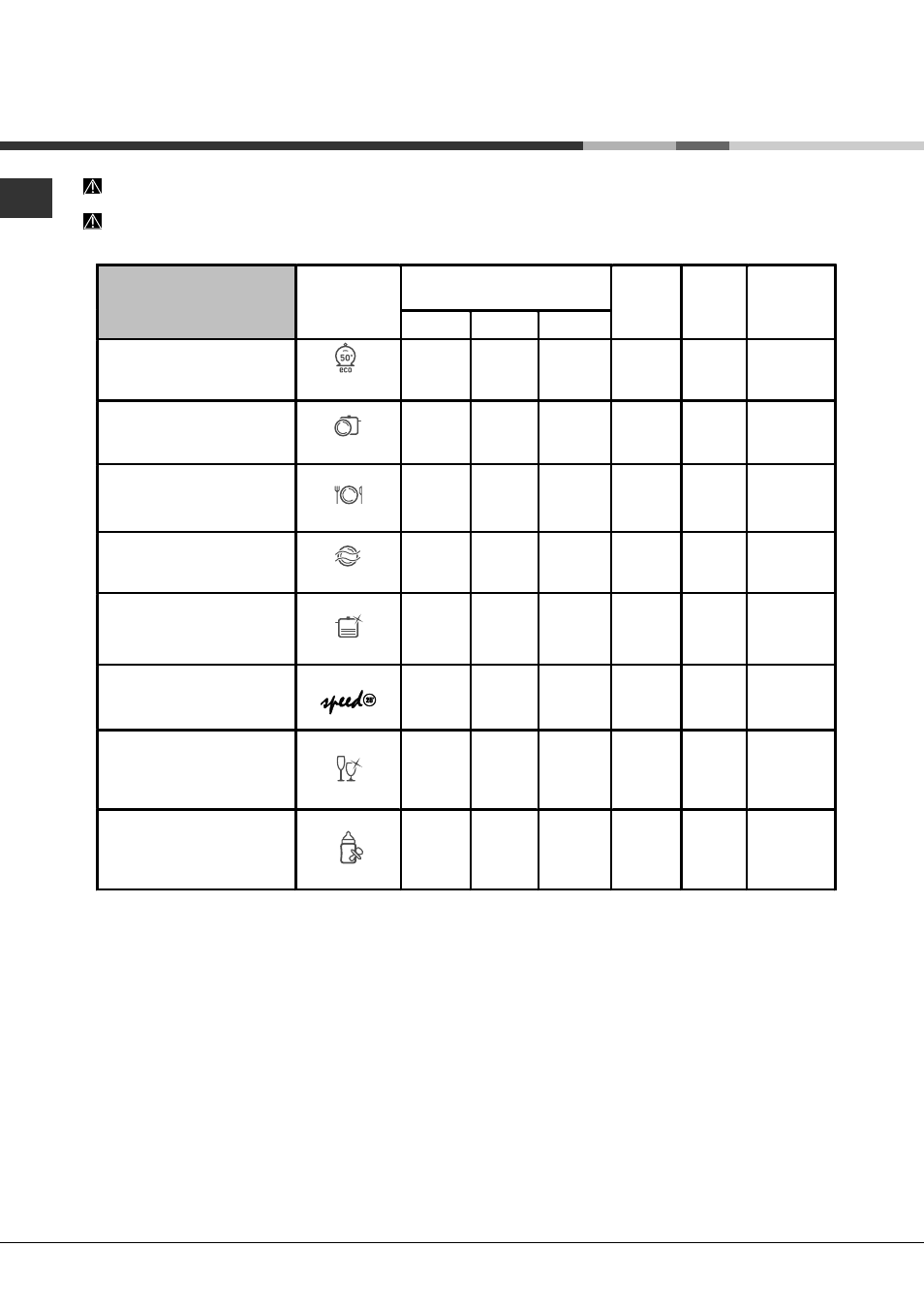 Programma’s | Hotpoint Ariston LFFA+ 8H141 EU User Manual | Page 44 / 84