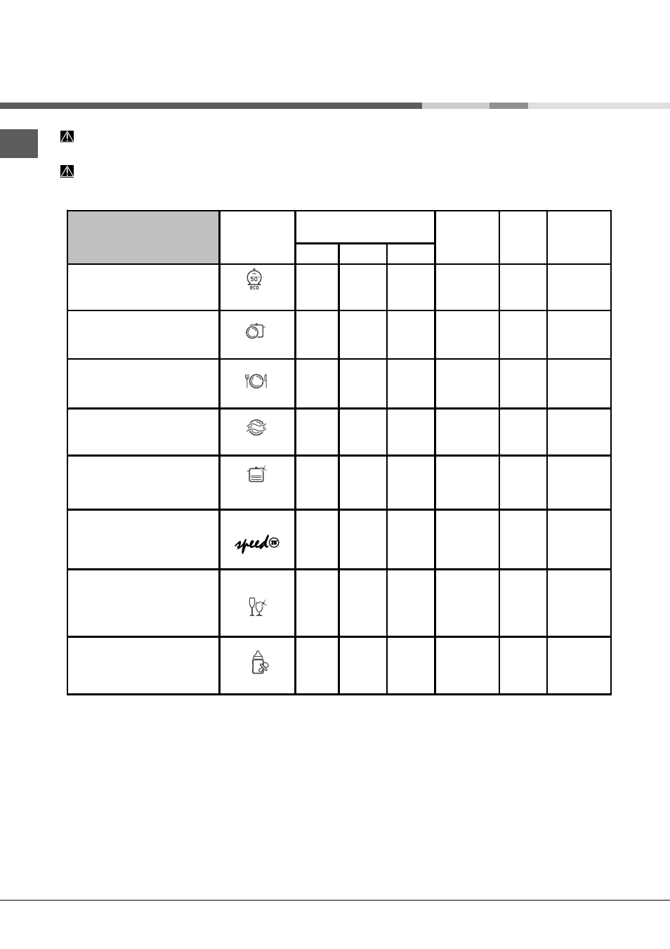 Programmes | Hotpoint Ariston LFFA+ 8H141 X EU User Manual | Page 20 / 84