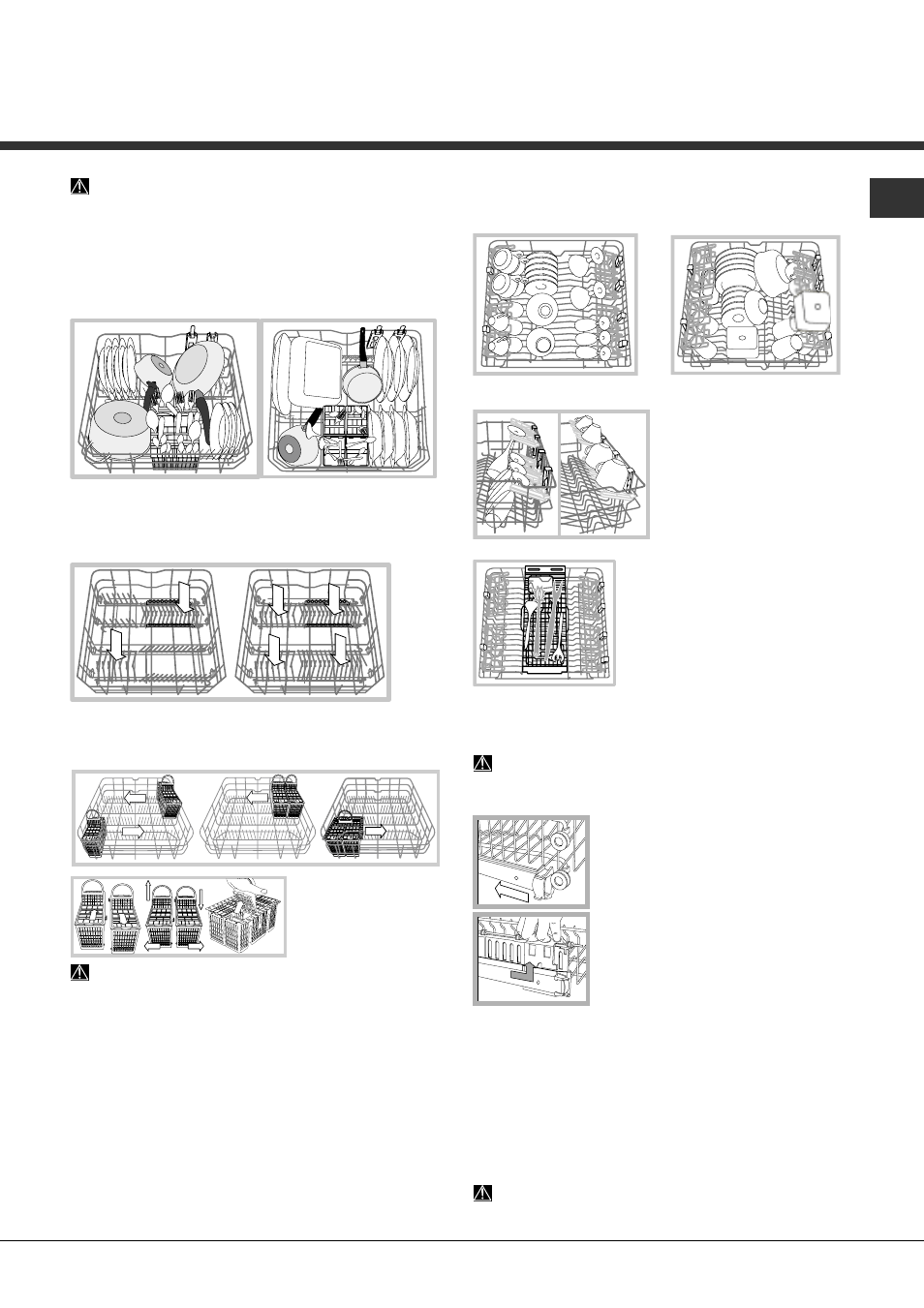 Loading the racks, Lower rack and cutlery basket, Upper rack | Hotpoint Ariston LFFA+ 8H141 X EU User Manual | Page 5 / 84