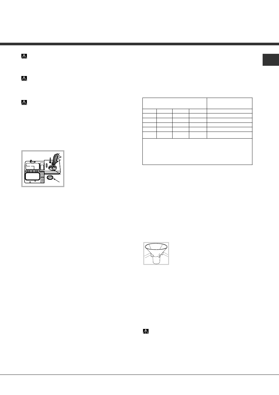 Rinse aid and refined salt, Measuring out the rinse aid, Measuring out the refined salt | Hotpoint Ariston LFFA+ 8H141 X EU User Manual | Page 9 / 84