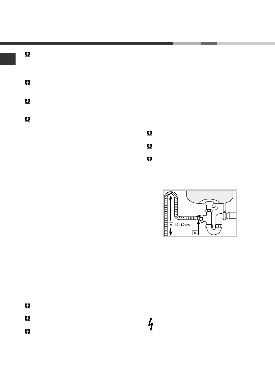 Installation, Positioning and levelling, Connecting the water and electricity supplies | Hotpoint Ariston LFSA+ 2174 A IX.R User Manual | Page 14 / 84