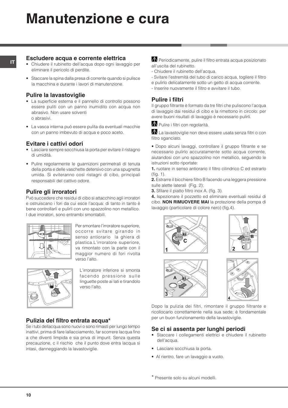 Manutenzione e cura | Hotpoint Ariston PFT 8H4X.R User Manual | Page 10 / 84