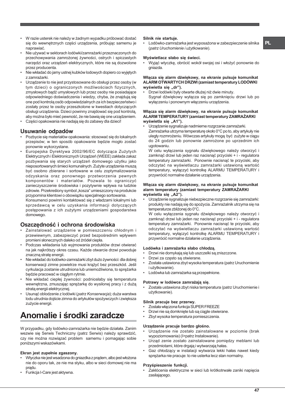 Hotpoint Ariston Combinado E4DY AA X C User Manual | Page 47 / 52