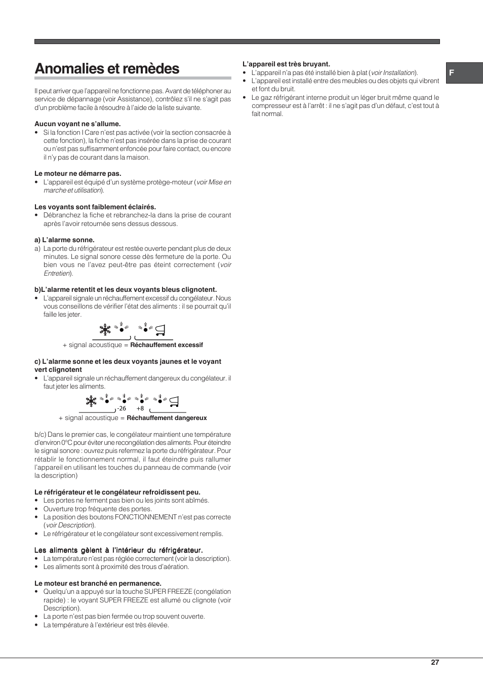 Anomalies et remèdes | Hotpoint Ariston E3D AA X User Manual | Page 27 / 52