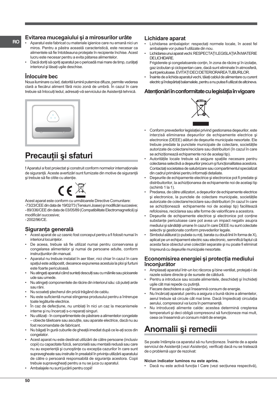 Hotpoint Ariston E3D AA X User Manual | Page 50 / 52