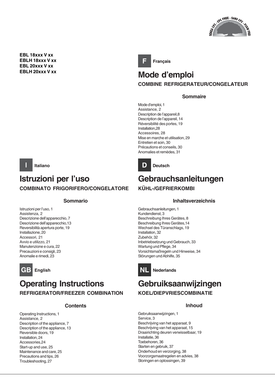 Hotpoint Ariston Combinado EBL 20311 V User Manual | 64 pages