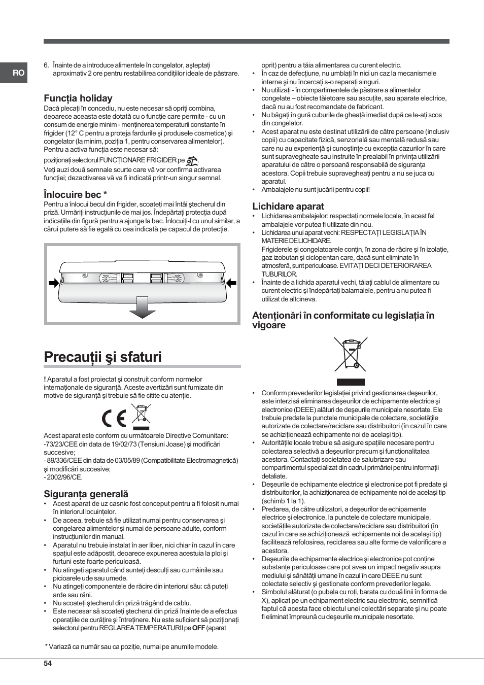 Hotpoint Ariston Combinado EBL 20311 V User Manual | Page 54 / 64