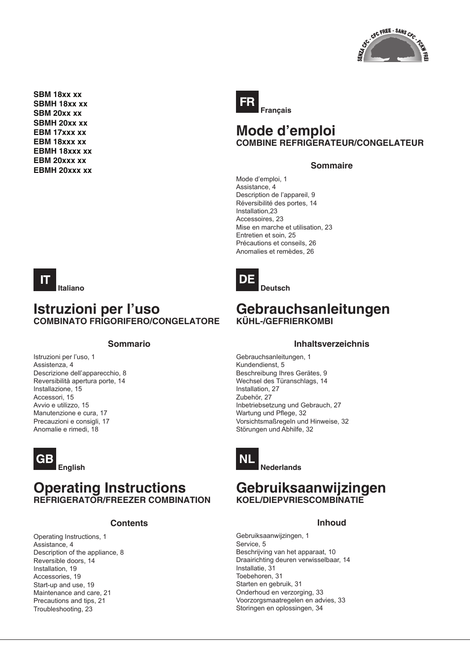 Hotpoint Ariston Combinado EBMH 18211 V O3 User Manual | 64 pages