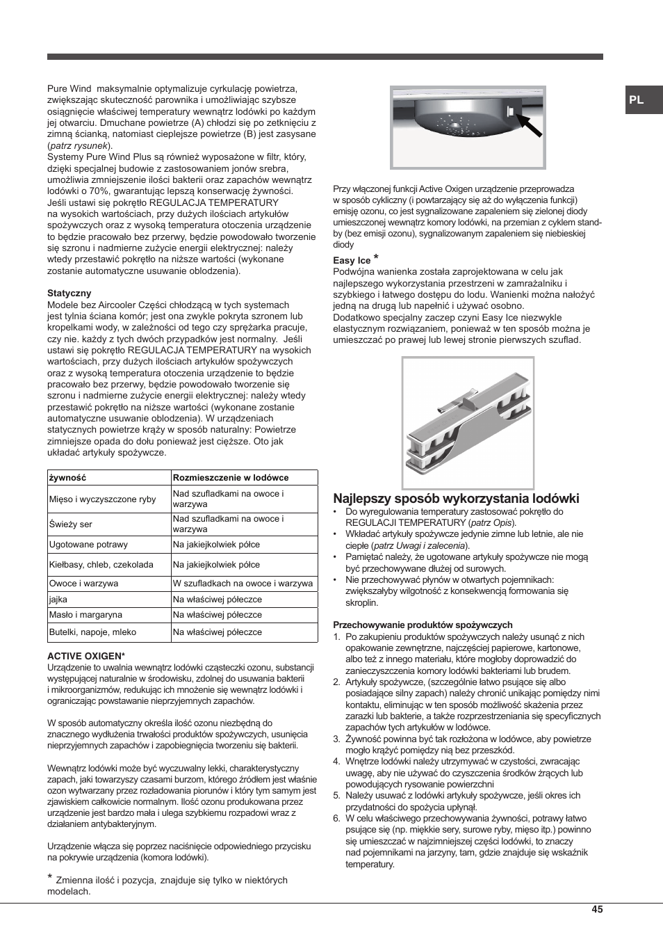 Najlepszy sposób wykorzystania lodówki | Hotpoint Ariston Combinado EBMH 18211 V O3 User Manual | Page 45 / 64