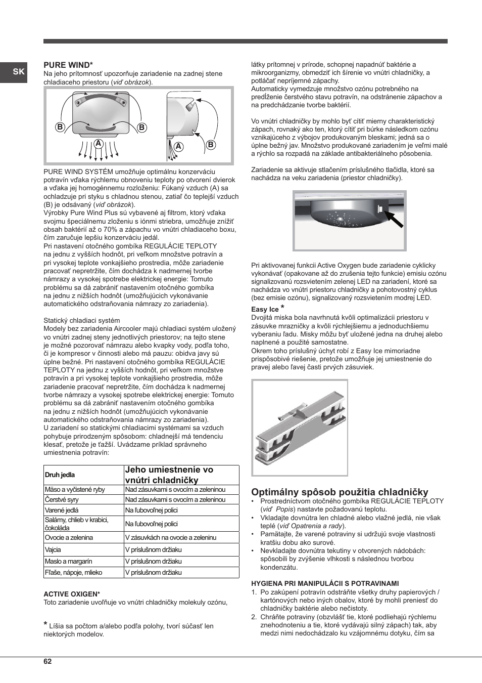 Optimálny spôsob použitia chladničky, Jeho umiestnenie vo vnútri chladničky | Hotpoint Ariston Combinado EBMH 18211 V O3 User Manual | Page 62 / 64