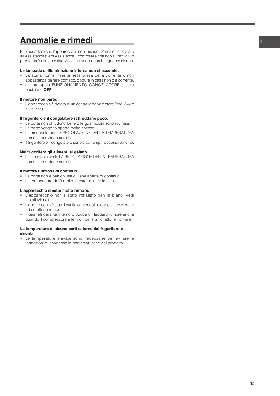 Anomalie e rimedi | Hotpoint Ariston Combinado EBM 18210 F User Manual | Page 15 / 48