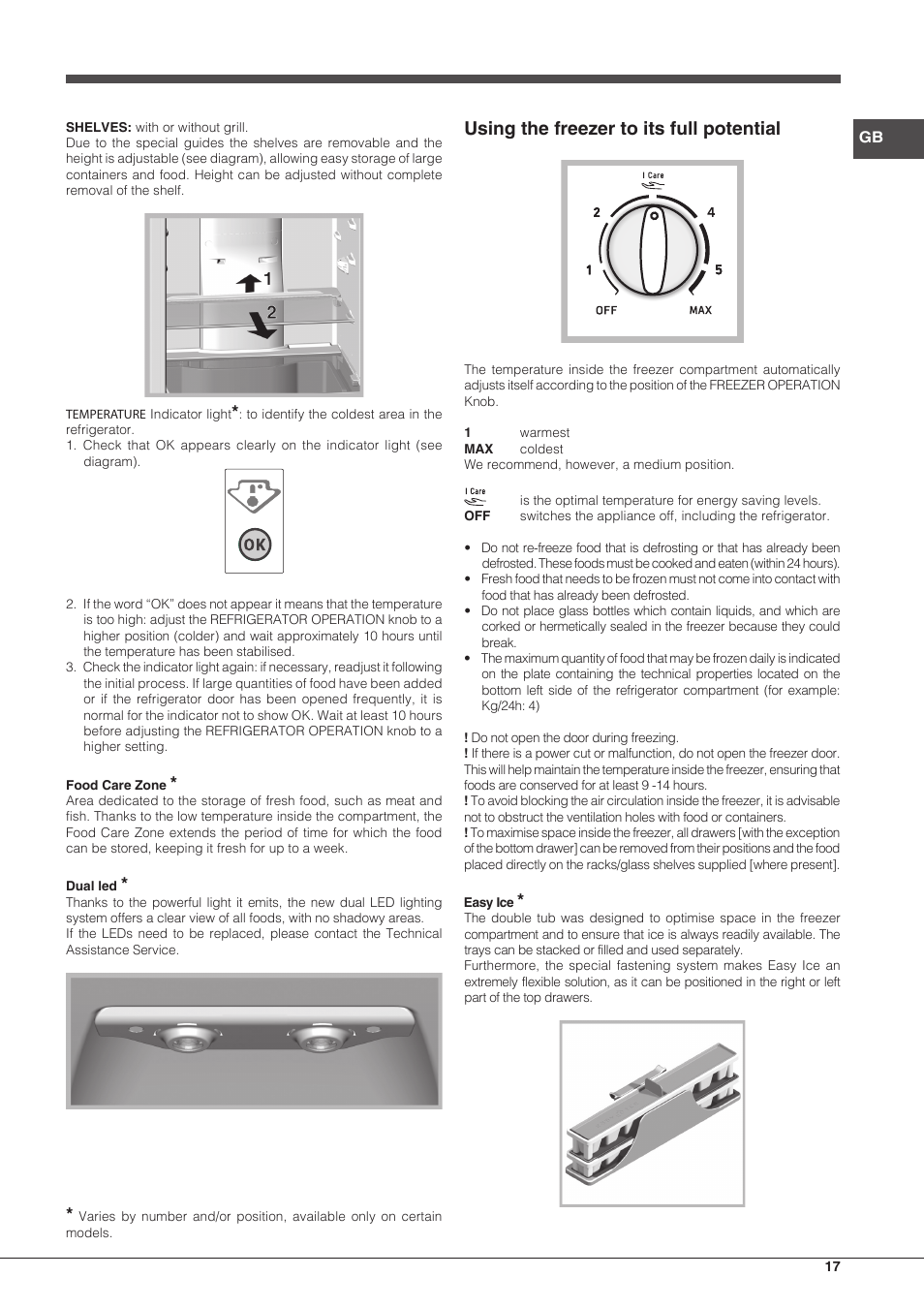 Using the freezer to its full potential | Hotpoint Ariston Combinado EBM 18210 F User Manual | Page 17 / 48