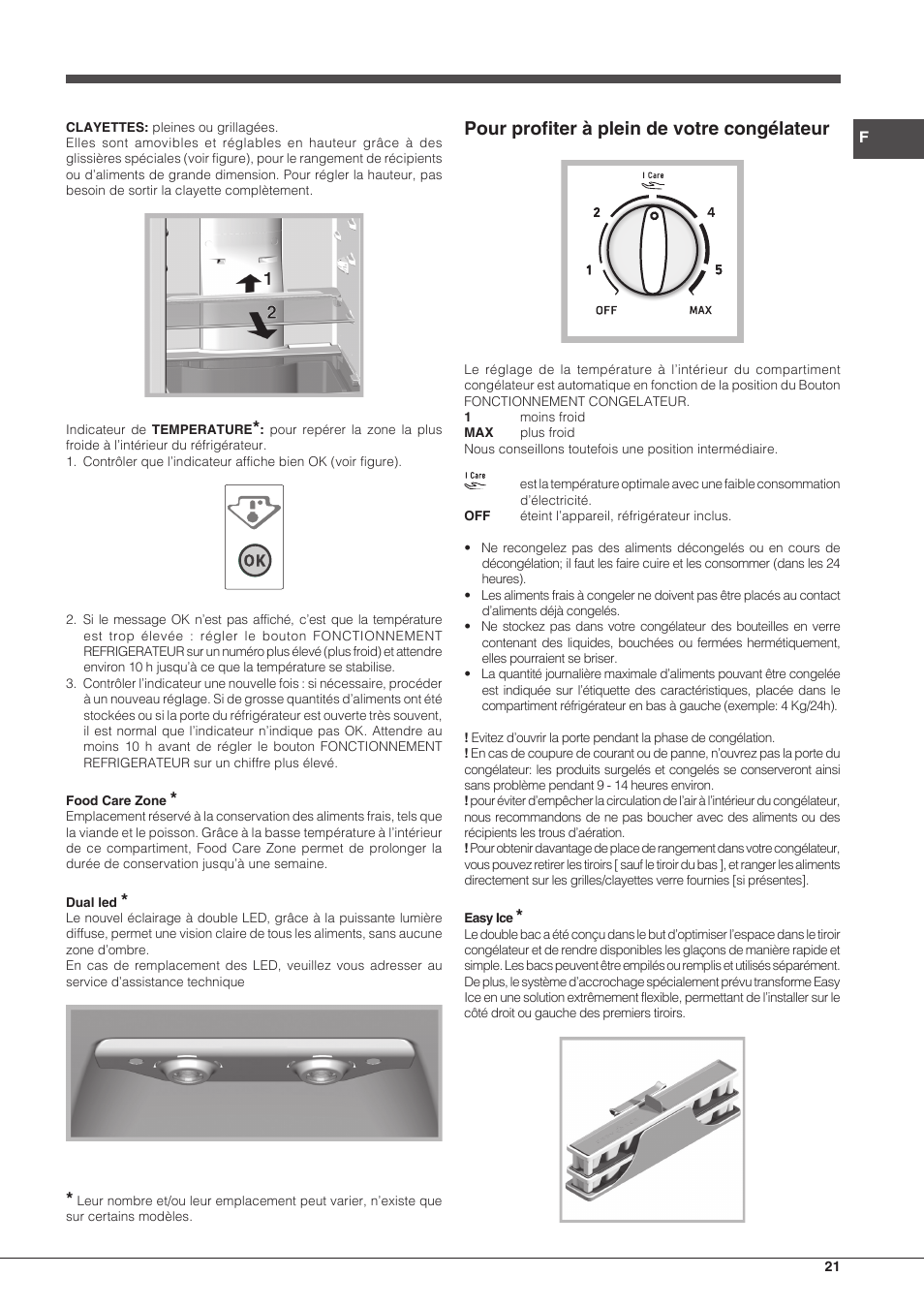 Pour profiter à plein de votre congélateur | Hotpoint Ariston Combinado EBM 18210 F User Manual | Page 21 / 48