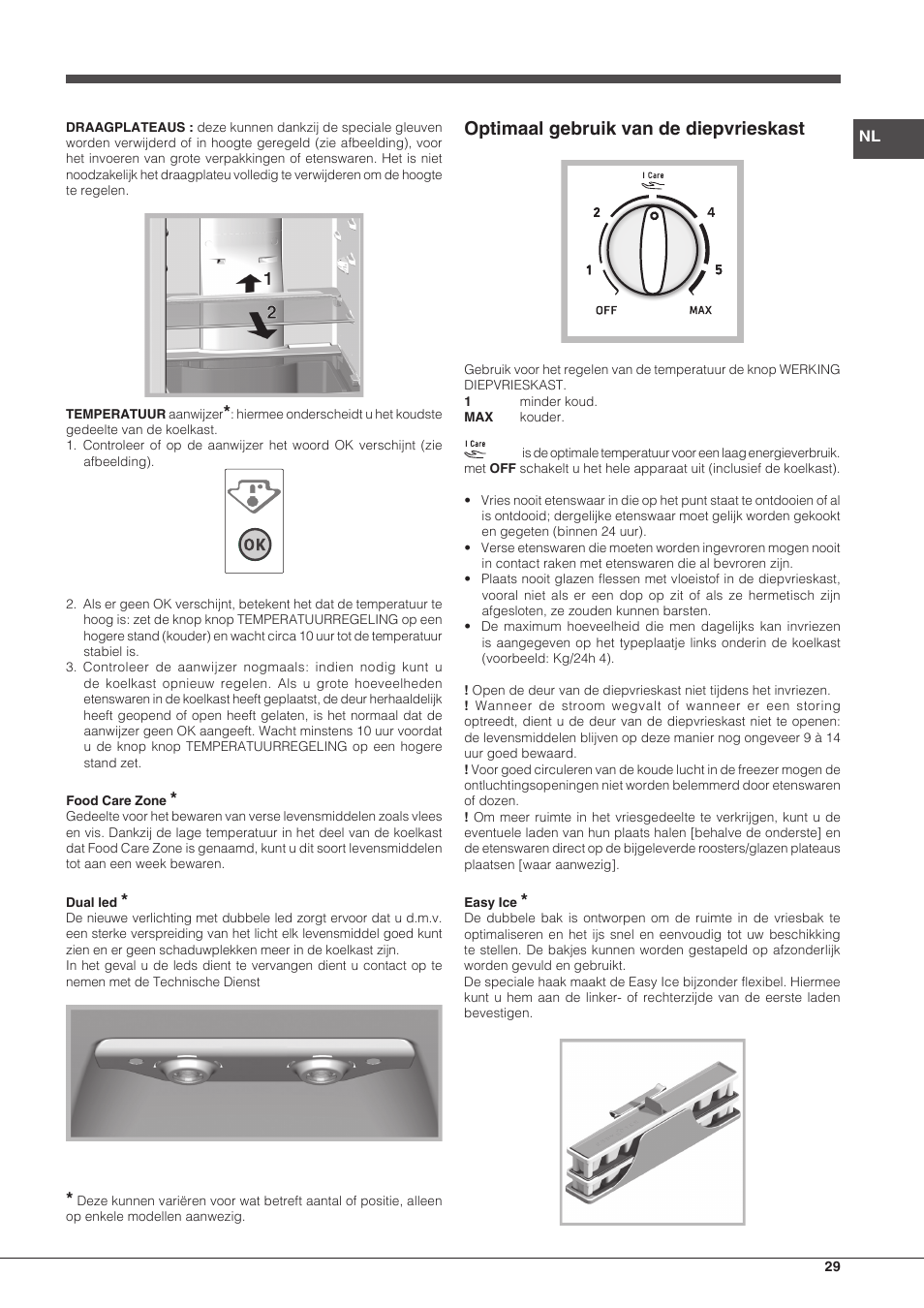 Optimaal gebruik van de diepvrieskast | Hotpoint Ariston Combinado EBM 18210 F User Manual | Page 29 / 48