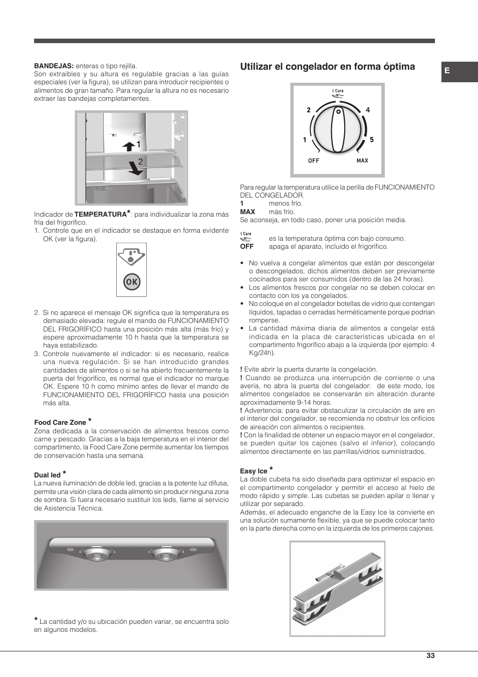 Utilizar el congelador en forma óptima | Hotpoint Ariston Combinado EBM 18210 F User Manual | Page 33 / 48