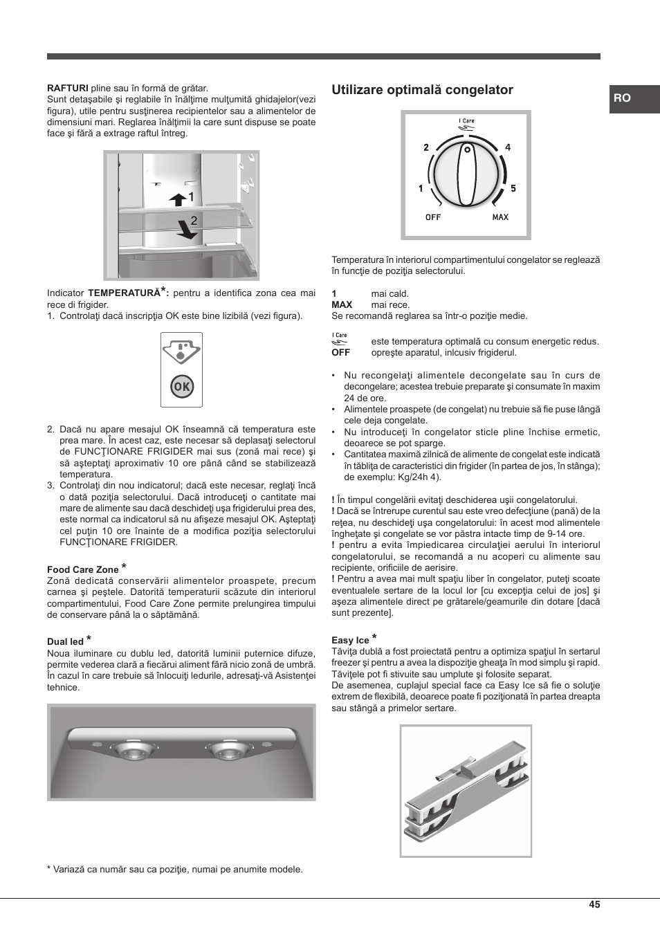 Utilizare optimală congelator | Hotpoint Ariston Combinado EBM 18210 F User Manual | Page 45 / 48
