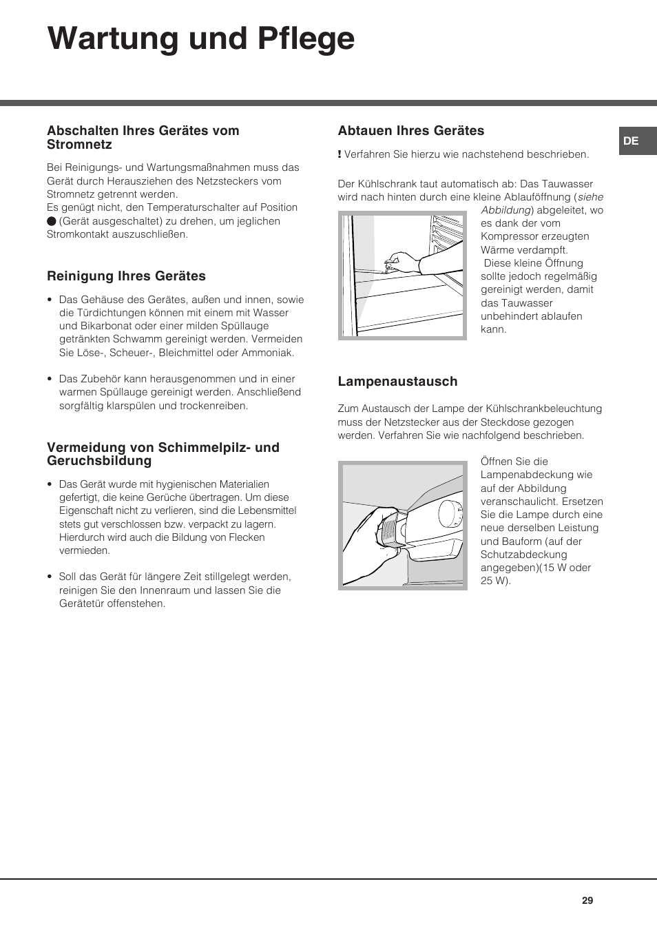 Wartung und pflege | Hotpoint Ariston Bajo encimera BTS 1622-HA User Manual | Page 29 / 48