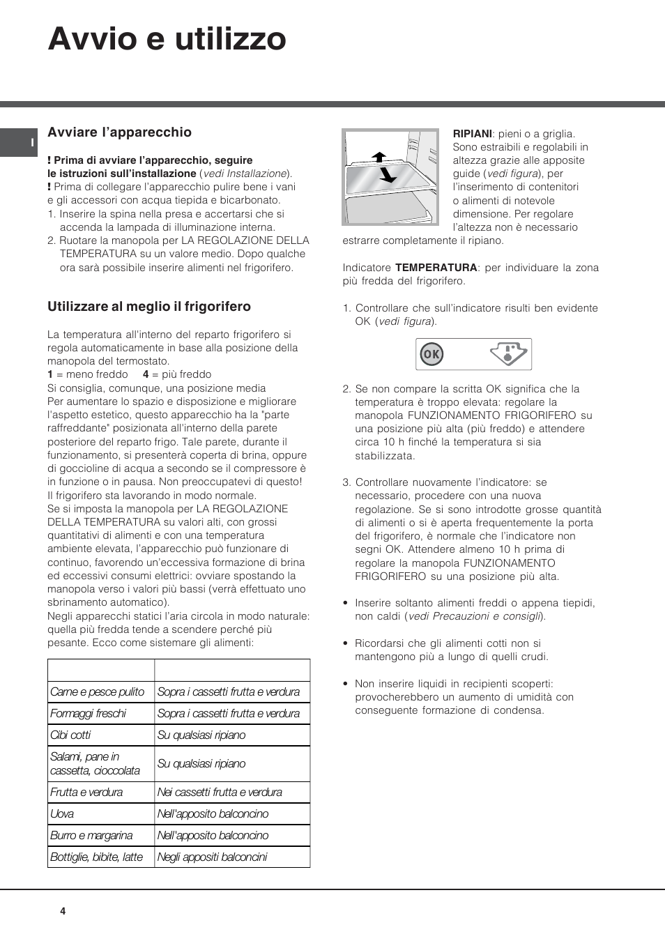 Avvio e utilizzo | Hotpoint Ariston Bajo encimera BTS 1622-HA User Manual | Page 4 / 48