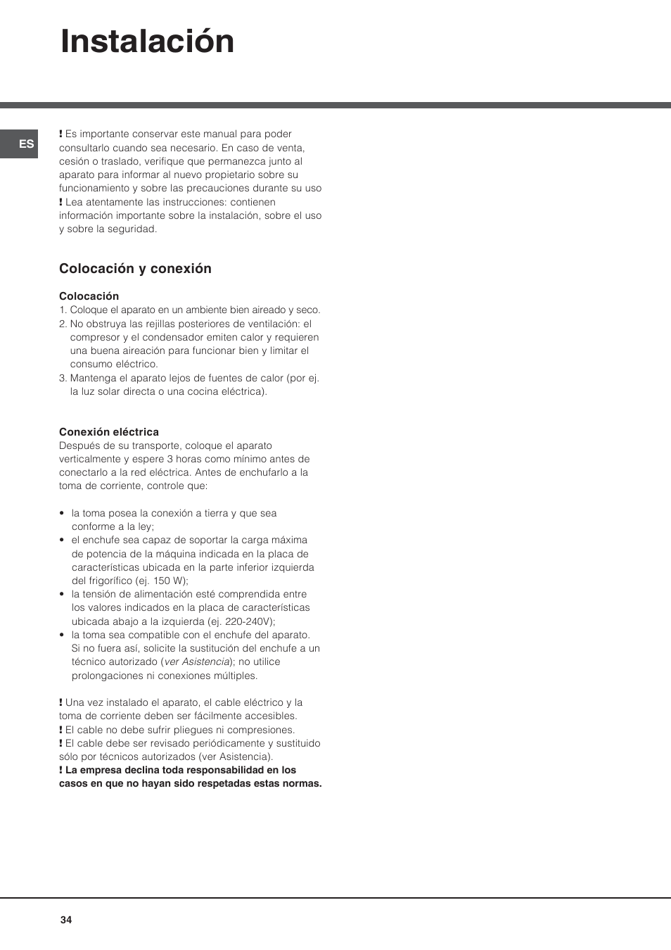 Instalación | Hotpoint Ariston Bajo encimera BTSZ 1632-HA User Manual | Page 34 / 72