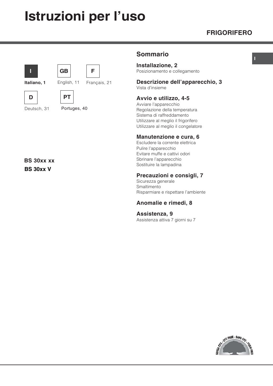 Hotpoint Ariston BS 30 series User Manual | 48 pages