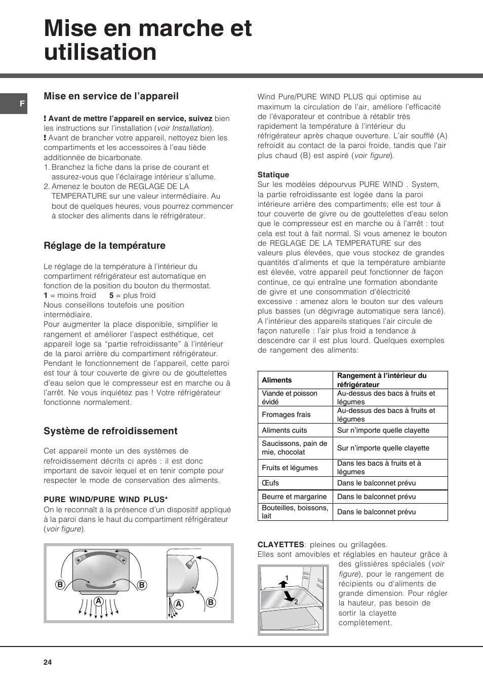 Mise en marche et utilisation | Hotpoint Ariston BS 30 series User Manual | Page 24 / 48
