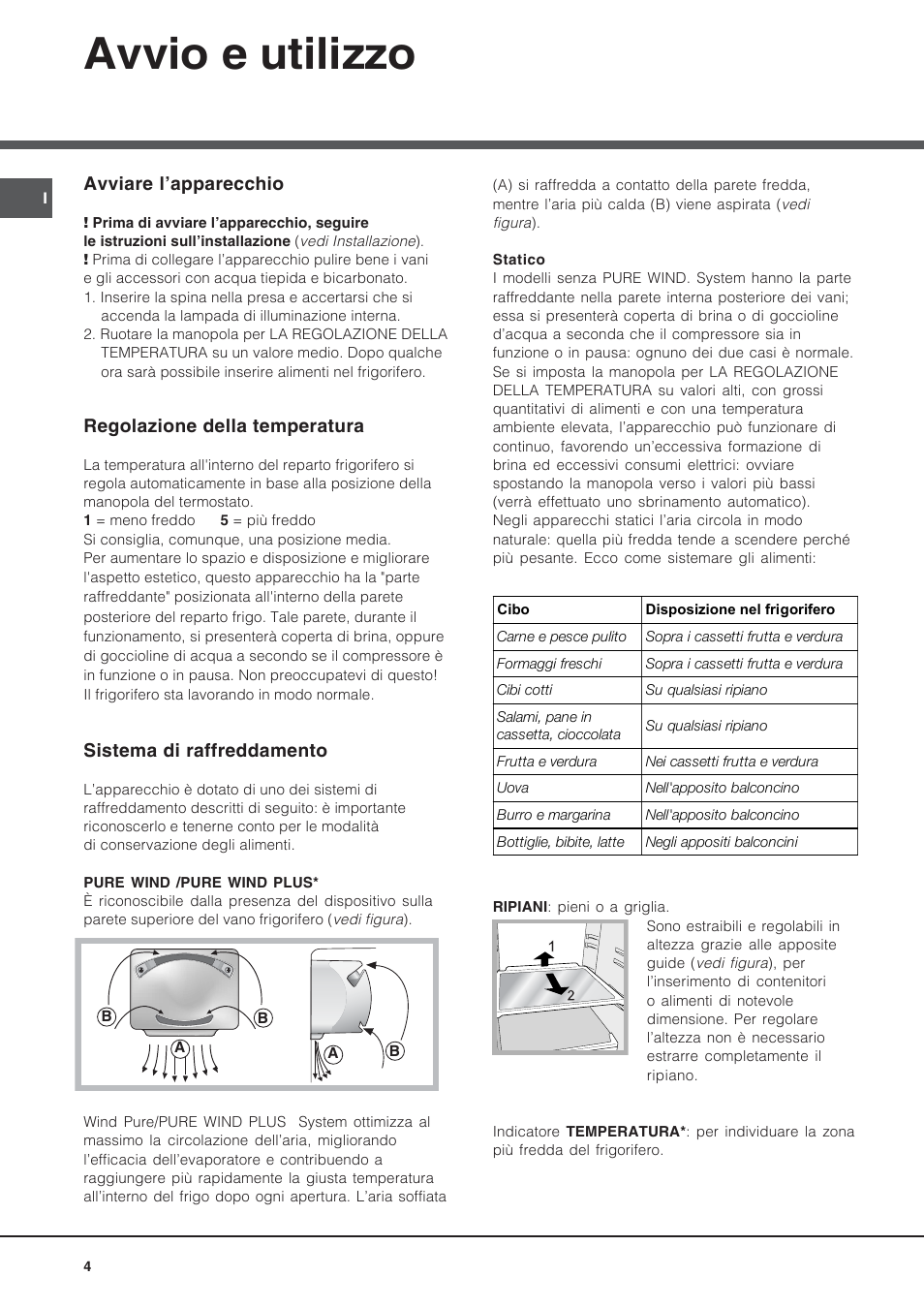 Avvio e utilizzo | Hotpoint Ariston BS 30 series User Manual | Page 4 / 48