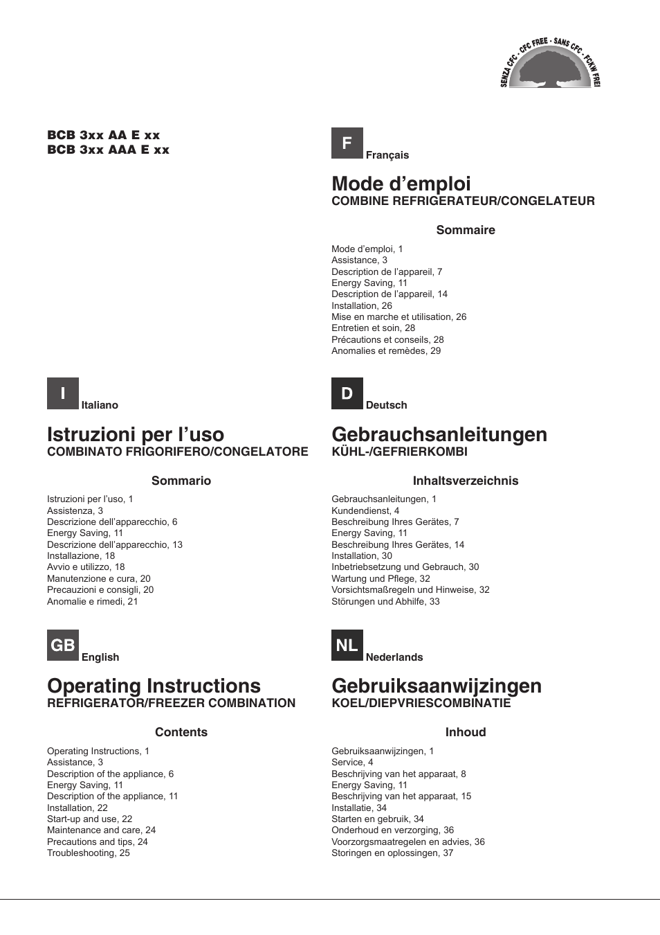 Hotpoint Ariston BCB 3xx AA E xx User Manual | 56 pages