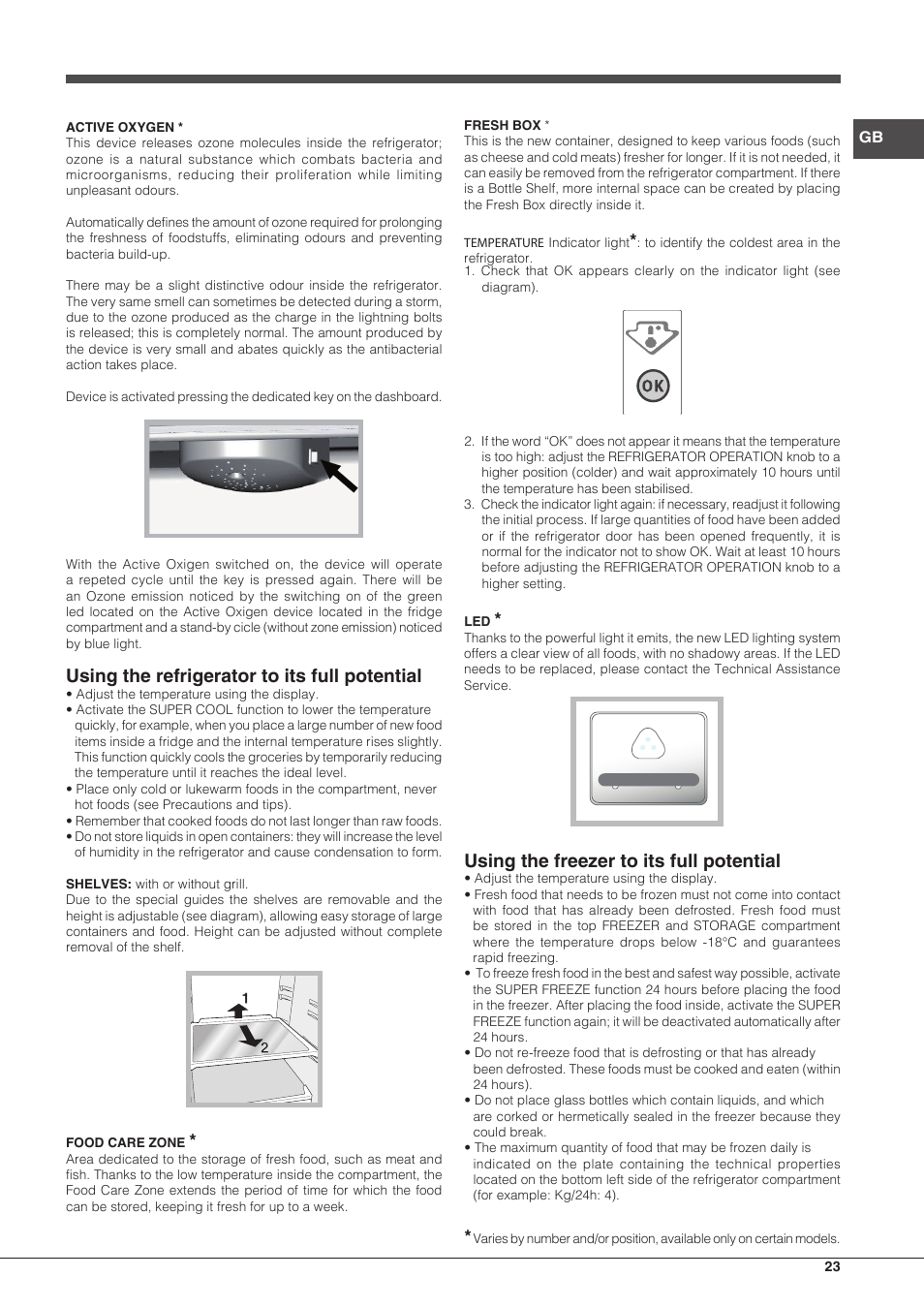 Using the refrigerator to its full potential, Using the freezer to its full potential | Hotpoint Ariston BCB 3xx AA E xx User Manual | Page 23 / 56