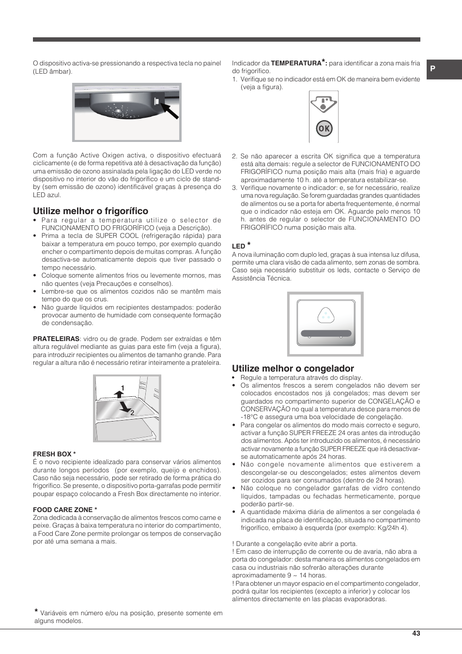 Utilize melhor o frigorífico, Utilize melhor o congelador | Hotpoint Ariston BCB 3xx AA E xx User Manual | Page 43 / 56