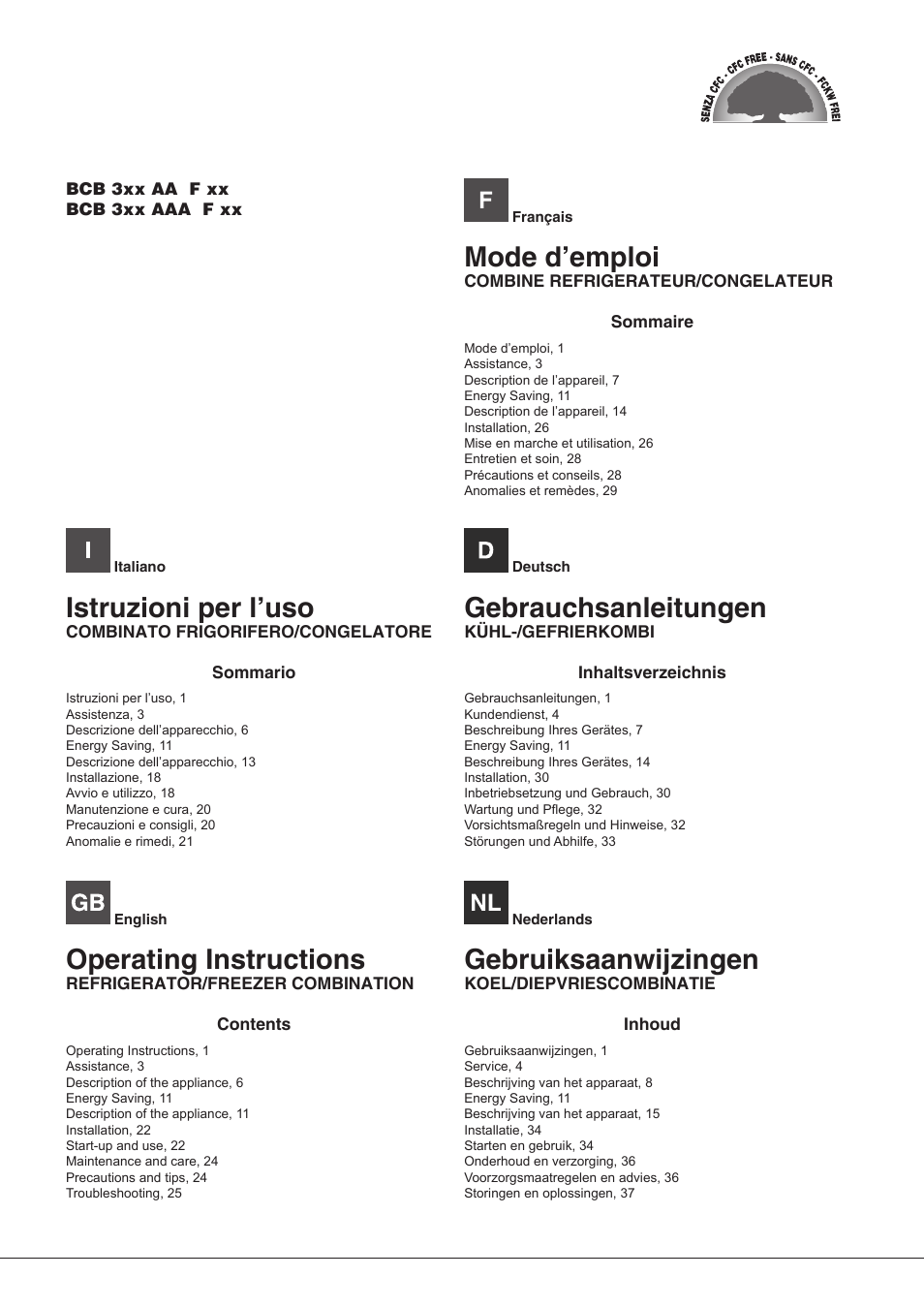 Hotpoint Ariston BCB 3xx AA F xx User Manual | 56 pages