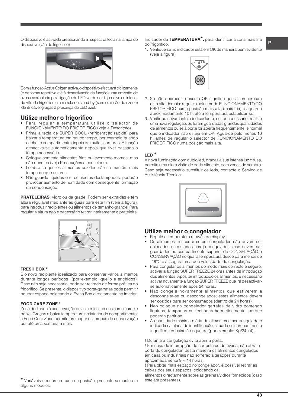 Utilize melhor o frigorífico, Utilize melhor o congelador | Hotpoint Ariston BCB 3xx AA F xx User Manual | Page 43 / 56