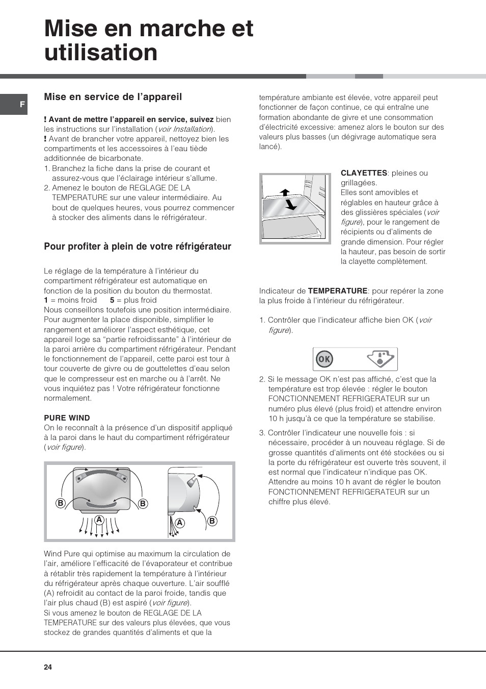 Mise en marche et utilisation | Hotpoint Ariston Una puerta BSZ 3032 V User Manual | Page 24 / 40