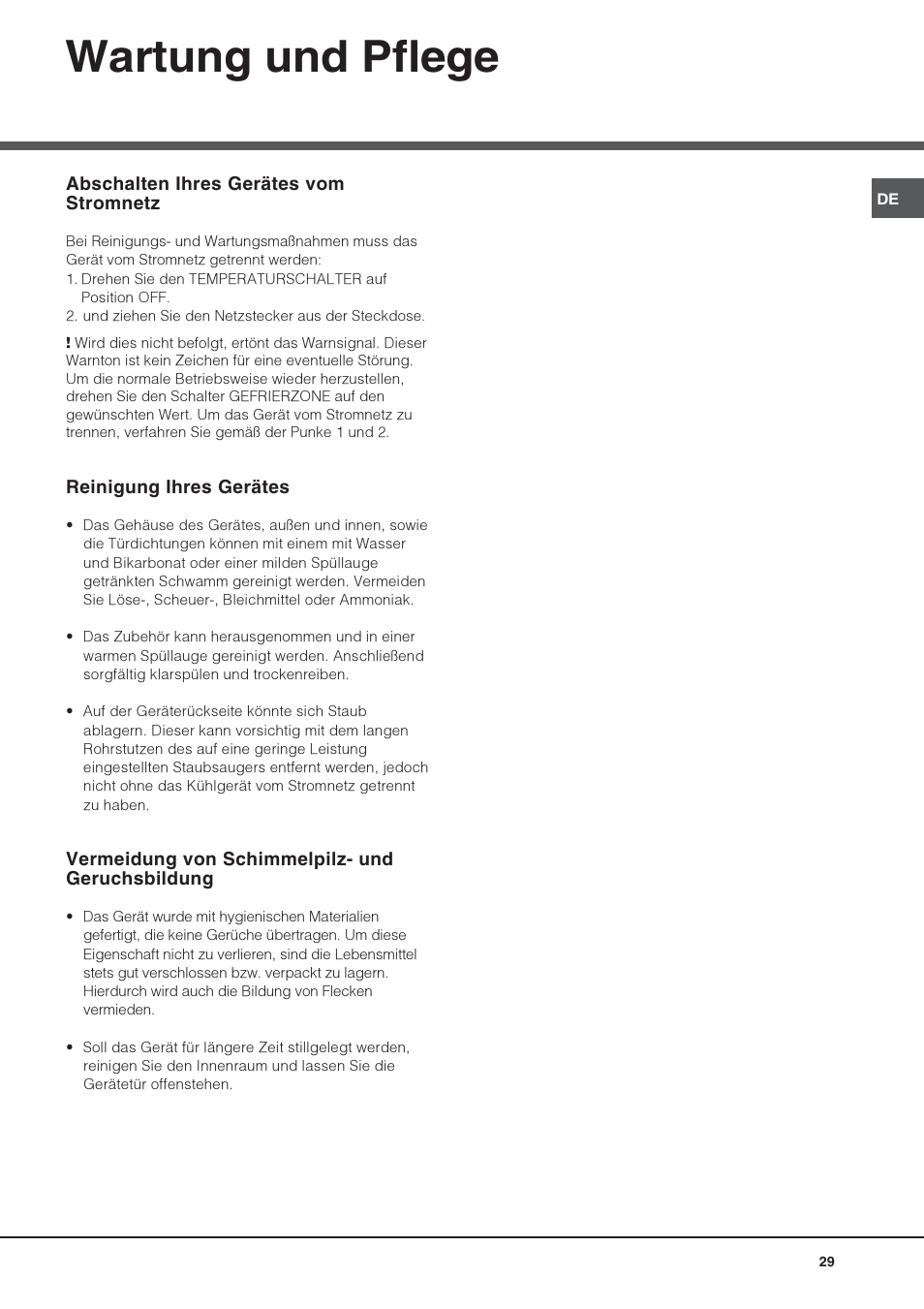 Wartung und pflege | Hotpoint Ariston UPS 1722 F J-HA  EU User Manual | Page 29 / 80