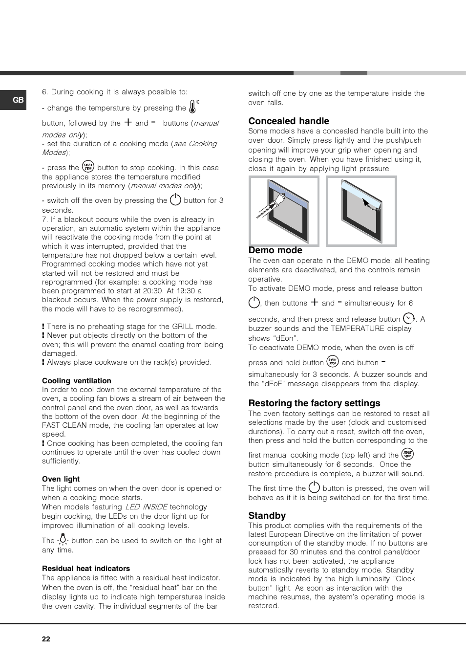 Hotpoint Ariston FK 1039EL P.20 X-HA User Manual | Page 22 / 80