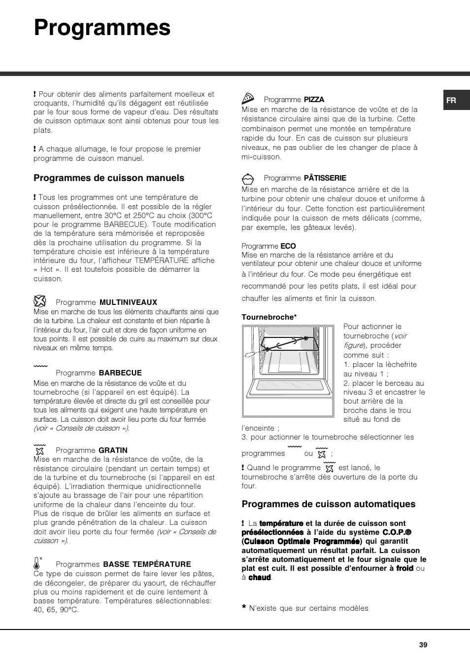 Programmes | Hotpoint Ariston FK 1039EL P.20 X-HA User Manual | Page 39 / 80