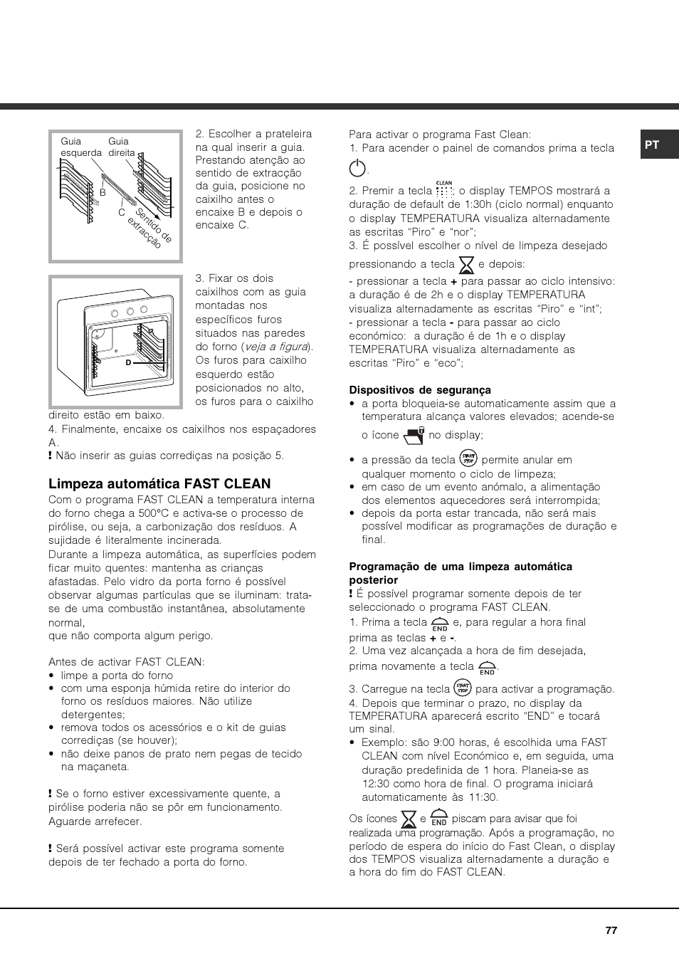 Limpeza automática fast clean | Hotpoint Ariston FK 1039EL P.20 X-HA User Manual | Page 77 / 80