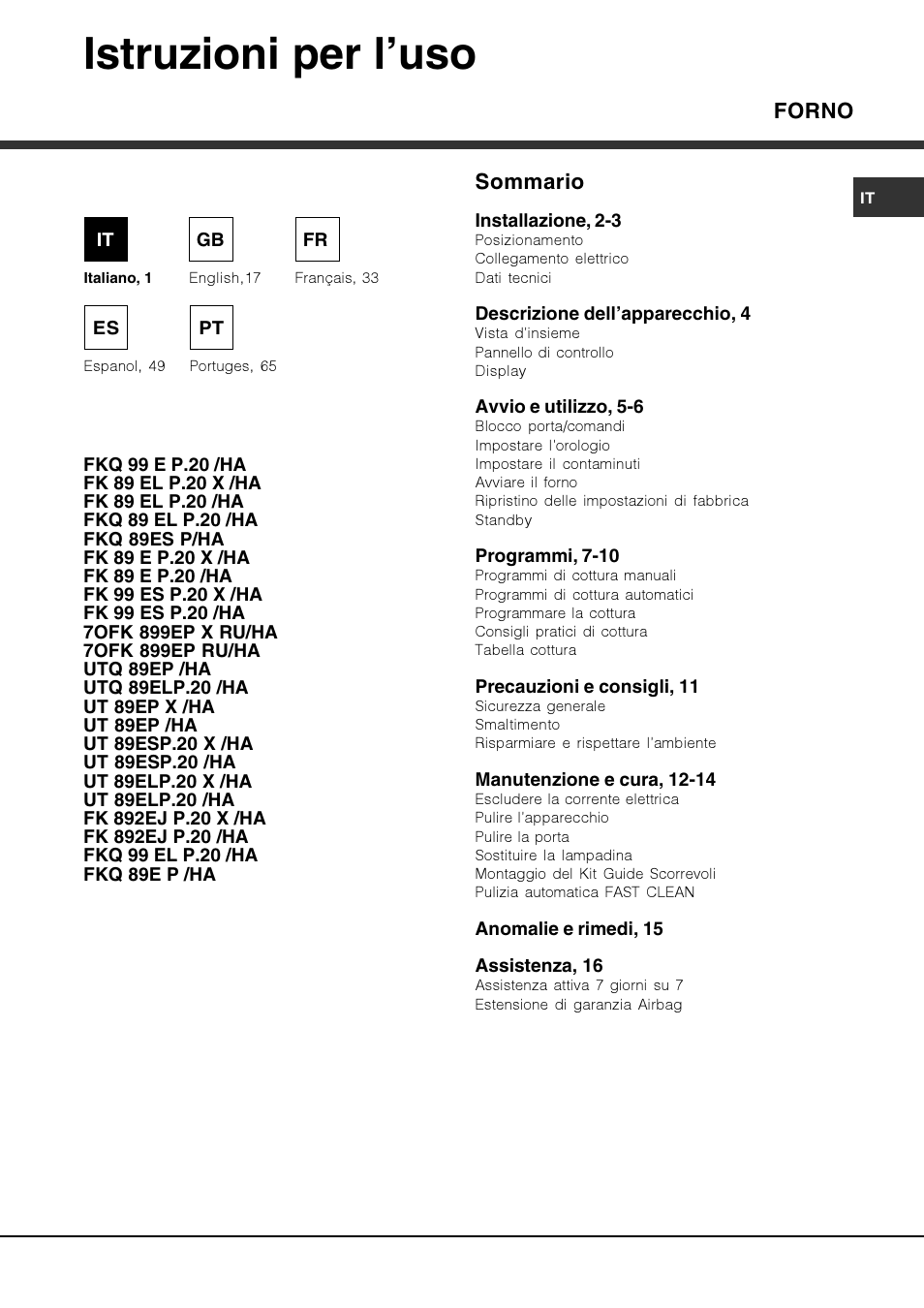 Hotpoint Ariston FK 892EJ P.20 X-HA User Manual | 80 pages